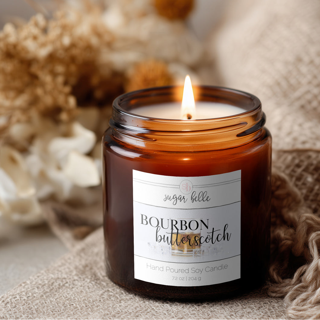 Bourbon Butterscotch Soy Candle | Amber Jar