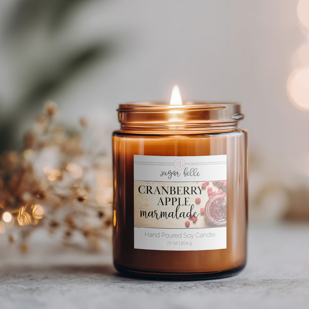 Cranberry Apple Marmalade Soy Candle | Amber Jar