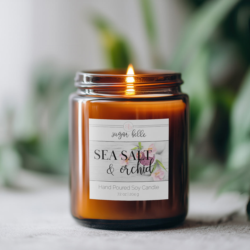 Sea Salt & Orchid Soy Candle | Amber Jar