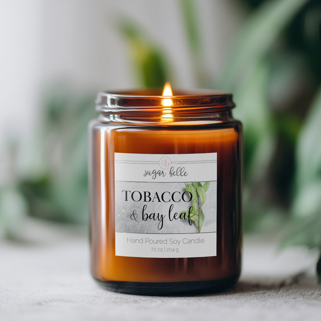 Tobacco & Bay Leaf Soy Candle | Amber Jar