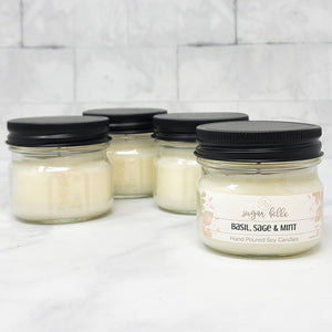 Basil, Sage & Mint Scented Soy Candles | Mason Jars