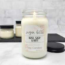 Basil, Sage & Mint Scented Soy Candles | Mason Jars