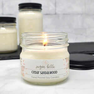 Cedar Sandalwood Scented Soy Candles | Mason Jars