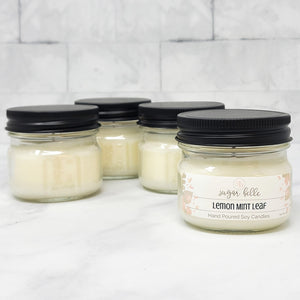 Lemon Mint Leaf Scented Soy Candles | Mason Jars