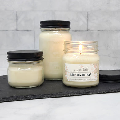 Lemon Mint Leaf Scented Soy Candles | Mason Jars