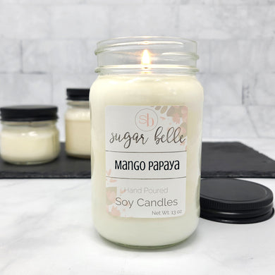Mango Papaya Scented Soy Candles | Mason Jars