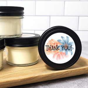 Floral Themed "Thank You" Candle - 3 oz Round Jar - PACK OF 6