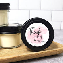 Pink Watercolor Personalized "Thank You" Candle - 3 oz Round Jar - PACK OF 6
