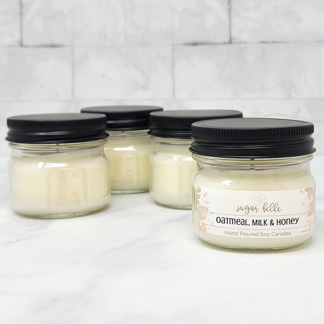 Oatmeal, Milk & Honey Scented Soy Candles | Mason Jars