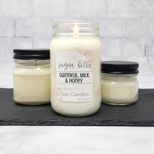 Oatmeal, Milk & Honey Scented Soy Candles | Mason Jars