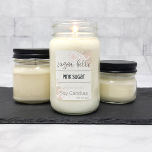 Pink Sugar Scented Soy Candles | Mason Jars