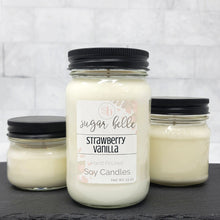 Strawberry Vanilla Scented Soy Candles | Mason Jars