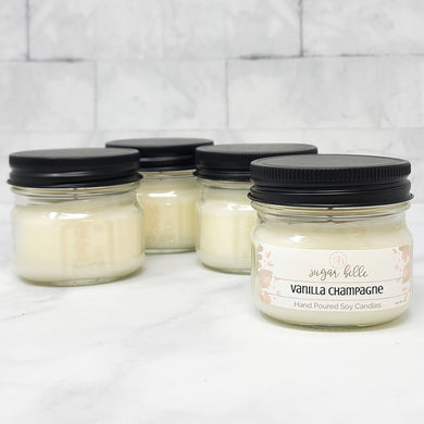 Vanilla Champagne Scented Soy Candles | Mason Jars